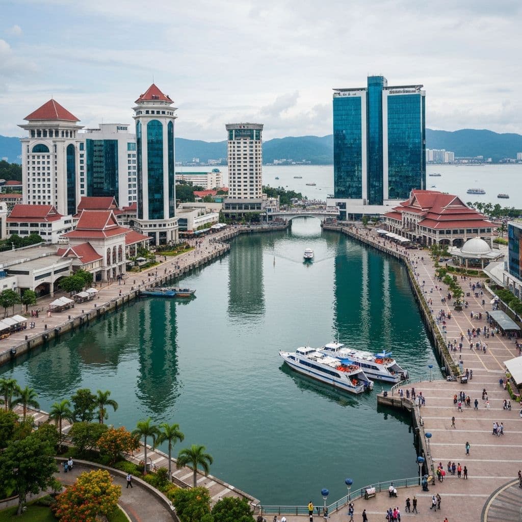 Kota Kinabalu waterfront Sabah - Beautiful Malaysia tourist destination for eVisa holders